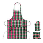 Chequered cotton kitchen set