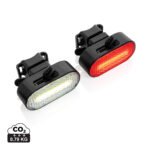 Lumino RCS perdirbto plastiko USB įkraunamas dviračio žibintų rinkinys